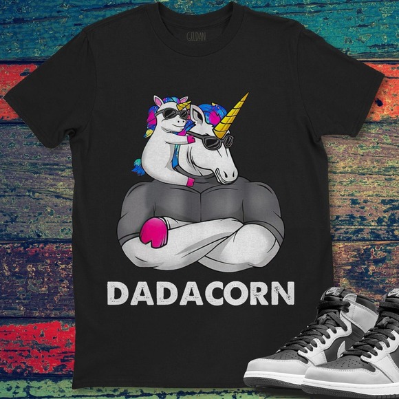 Dadacorn Unicorn Dad and Baby Father's Day Gift Funny Unisex T-Shirt - Picture 1 of 2